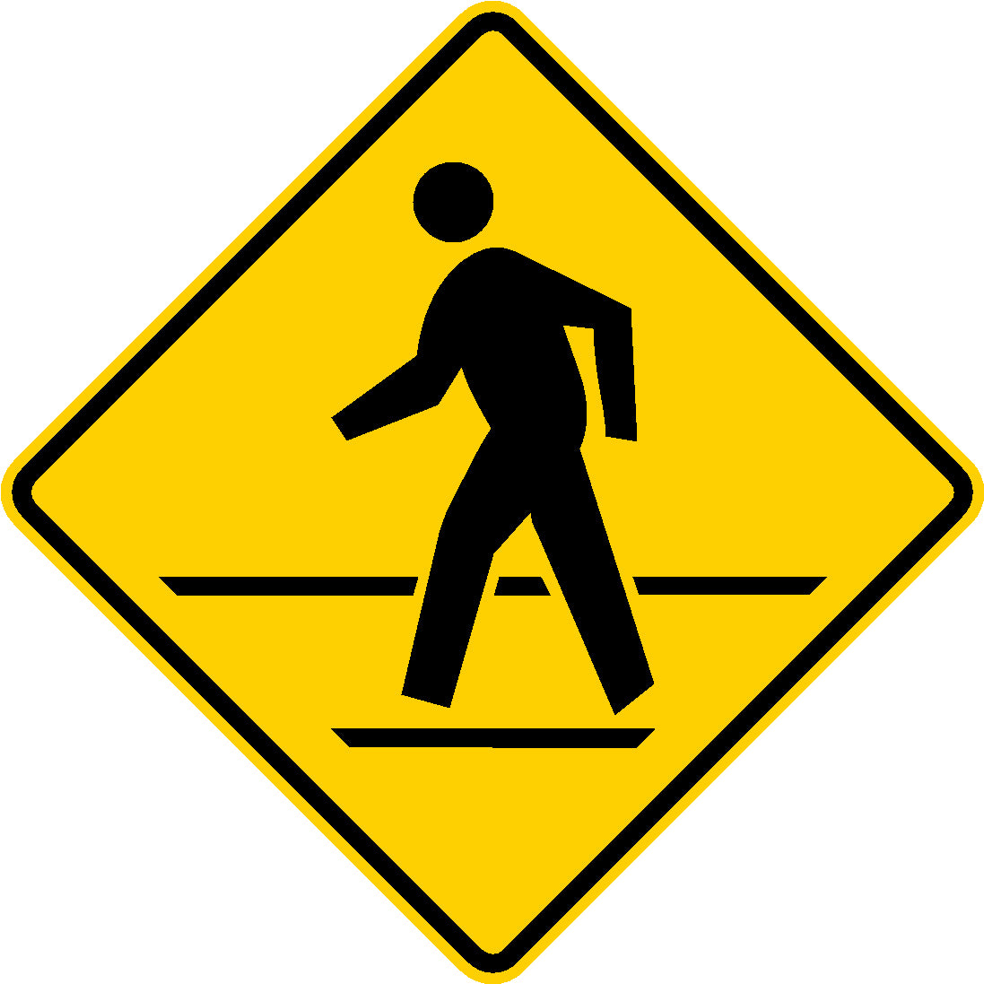 W11-2A, MUTCD, Pedestrian Crossing w/ Crosswalk Symbolic