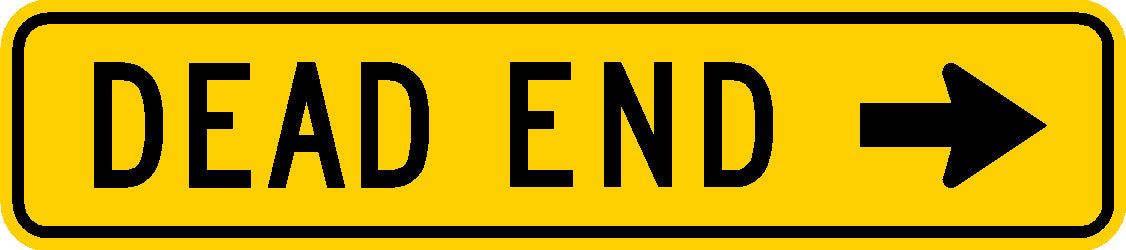 W14-1AR, MUTCD, Dead End Right