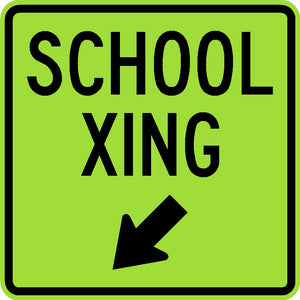 S2-2P, MUTCD, School Xing w/ Arrow