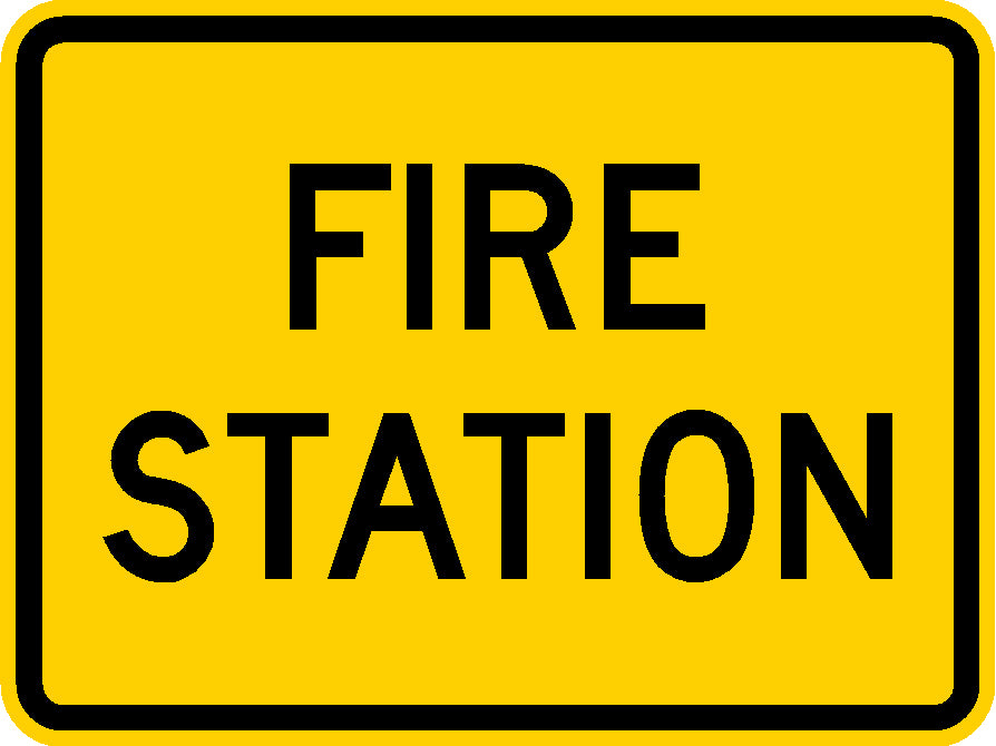 W11-8P, MUTCD, Fire Station