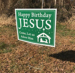 Load image into Gallery viewer, Happy Birthday Jesus Yard Sign  |  Nativity Scene Yard Sign With Step Stake  |  Christmas Lawn Sign  |  Single-Sided  |  Holiday
