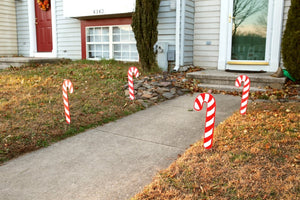 Candy Cane Lawn Decoration  |  Yard Art  |  Christmas Decoration  |  Lawn Ornament  |  Set of 2  |  Holiday