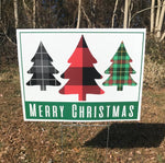 Load image into Gallery viewer, Merry Christmas Plaid Yard Sign  |  Christmas Lawn Sign With Step Stake  |  Single-Sided  |  Holiday
