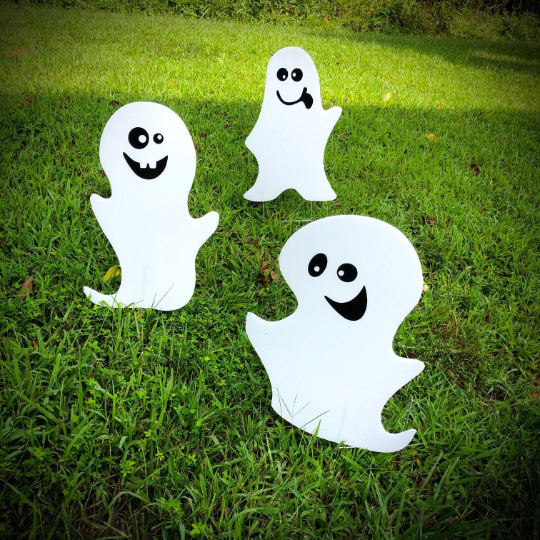 Halloween Ghost Yard Decor  |  Halloween Decorations  |  Metal Step Stakes