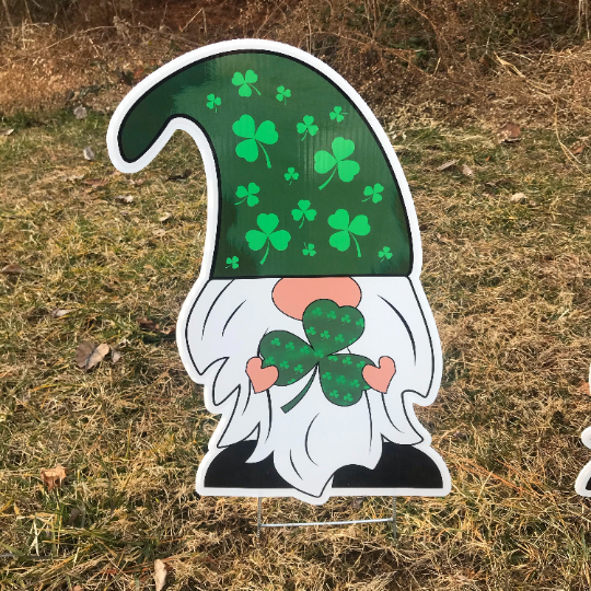 St Patrick's Day Gnome Yard Decorations  |  Metal Step Stakes