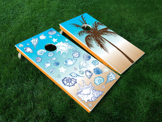 Beach-Themed Cornhole Board Decals  |  Professionally Printed