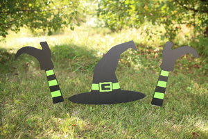 Halloween Witch Decoration  |  Creepy Halloween Signs  |  Metal Step Stakes