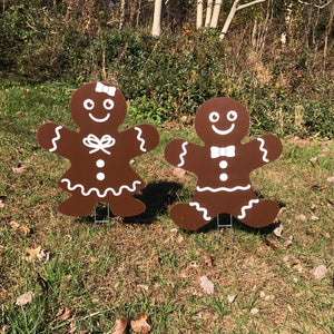 Gingerbread Man and Woman Lawn Decor  |  Christmas Yard Signs  |  Holiday Spirit  |  Holiday Lawn Sign  |  Set of 2