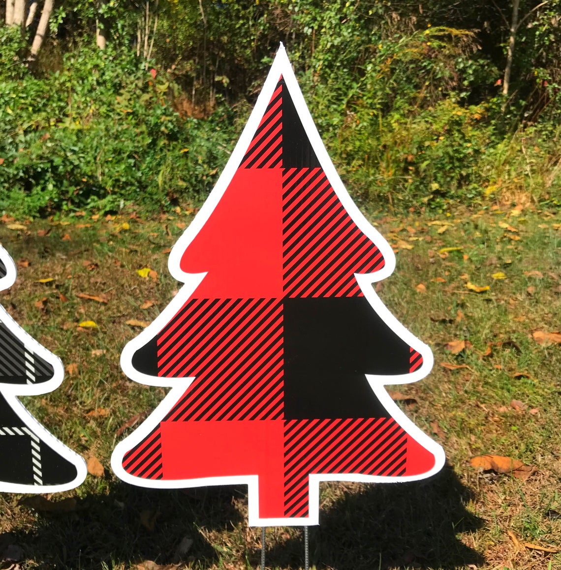 Christmas Tree Yard Decorations  |  Christmas Lawn Decor  |  Holiday Yard Signs  |  Set of 3  |  Single-Sided