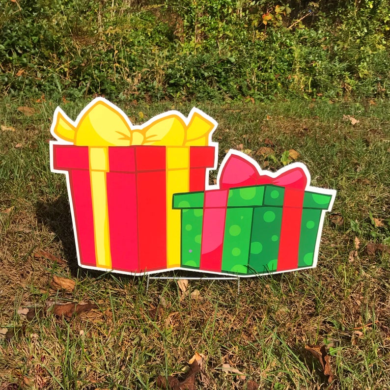 Christmas Present Yard Decorations  |  Full Color Prints  |  Single-Sided  |  Holiday