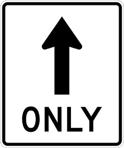 R3-5A, MUTCD, Straight Arrow Only Sign