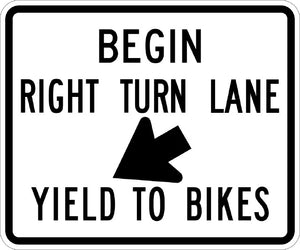 R4-4, MUTCD, Begin Right Turn Lane Yield to Bikes