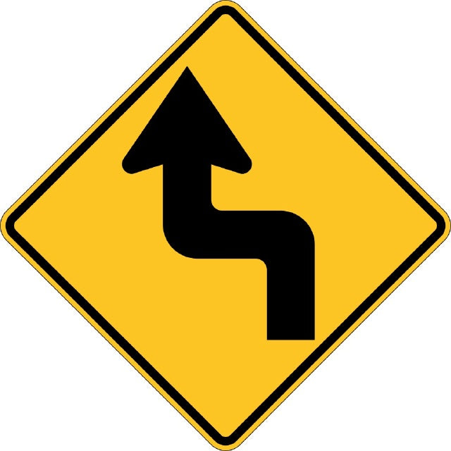 W1-3L, MUTCD, Reverse Turn Left Symbolic