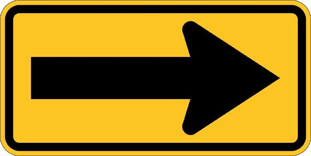 W1-6R, MUTCD, Right Arrow