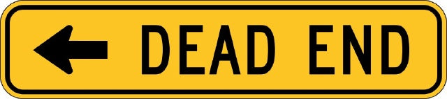 W14-1AL, MUTCD, Dead End Left