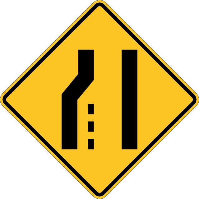 W4-2L, MUTCD, Lane Ends Symbolic