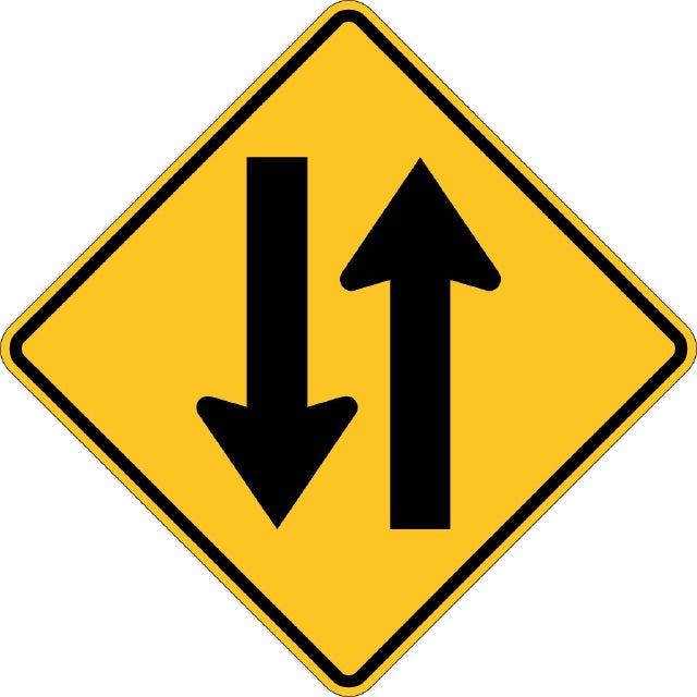 W6-3, MUTCD TWO WAY TRAFFIC