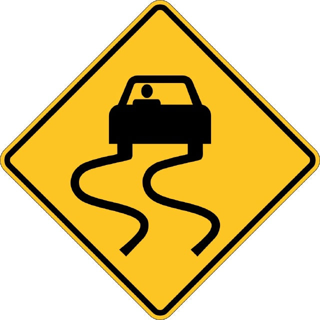 W8-5, MUTCD SLIPPERY WHEN WET