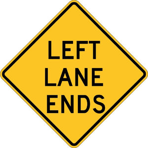 W9-1L, MUTCD  LEFT LANE ENDS