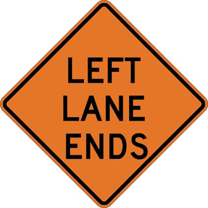 W9-1L, MUTCD LEFT LANE ENDS