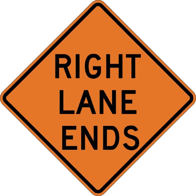 W9-1R, MUTCD RIGHT LANE ENDS