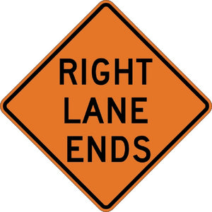 W9-1R, MUTCD RIGHT LANE ENDS